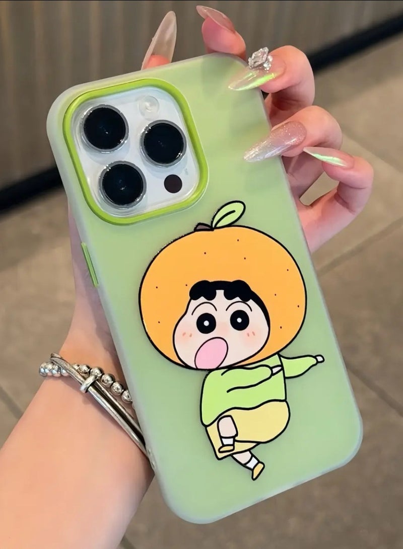 NIBEMINENT Fruit Headband Crayon Shin Chan Protective TPU Case Cover For IPhone 17 Pro Max, Green