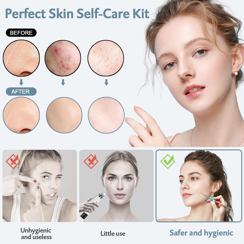 MENOLY Pimple Popper Tool Kit 10 Pcs Blackhead Remover Tool Zit Popper for Blemish, Pimple Comedone Extractor Acne Tool for Blackheads, Acnes, Whiteheads Nose Face with Leather Bag - Image 2