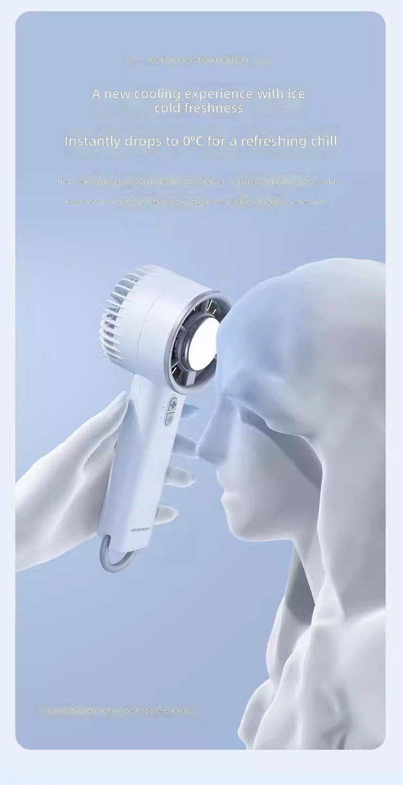 No branded Semiconductor Ice Cooling Handheld Fan with Turbo Strong Wind, USB Rechargeable, Digital Display, Long Battery Life, Ultra-Quiet Portable Fan - Image 4