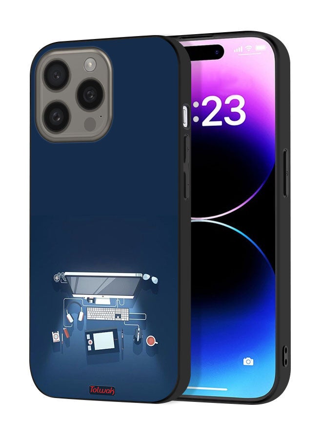 Tolwak Apple iPhone 15 Pro Protective Case Cover Computer Desk Art - Image 1