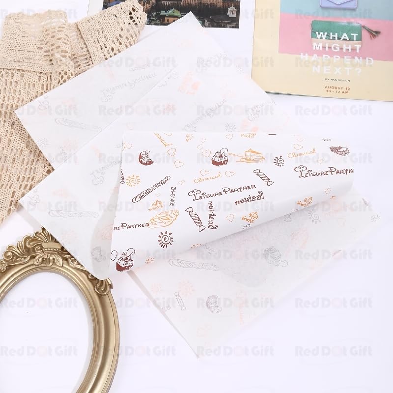 Red Dot Gift REDDOTGIFT 100 Sheets Baking Wrapping Paper,10''X14''Inch Greaseproof Paper, Food Basket Liners Paper, Deli Paper for Cakes, Breads, French Fries, Sandwiches, Pizza, Burgers, Hot Dogs - Image 3