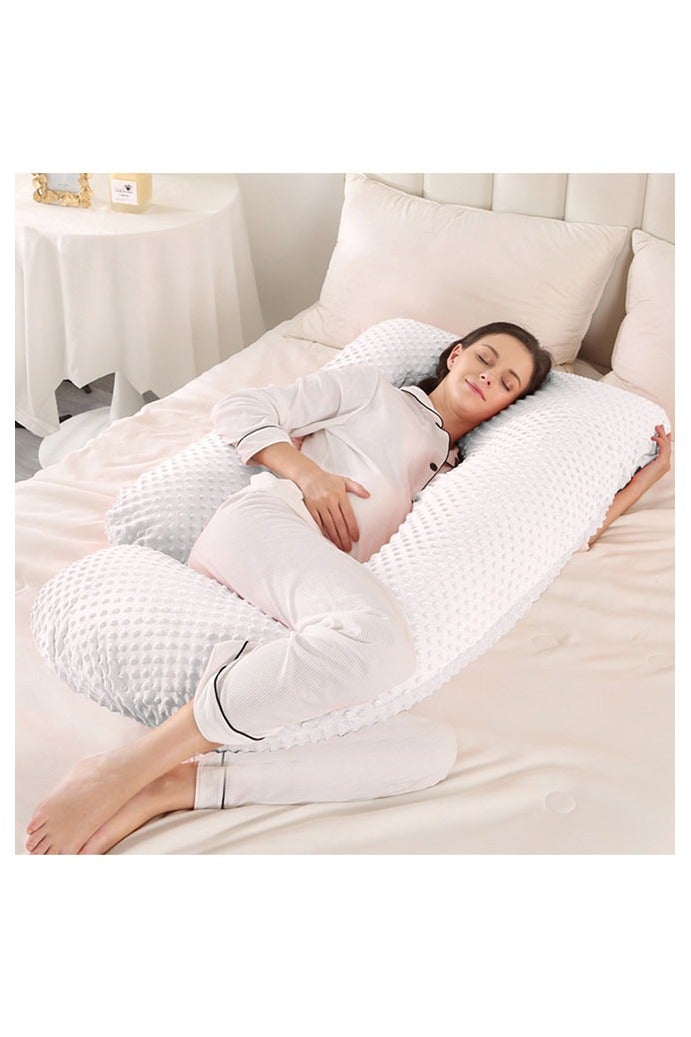 Crystal Velvet J-Shaped Pregnancy Pillow Side Sleeper Lumbar Support Belly Pillow Crystal Ultra Soft - Bean Velvet