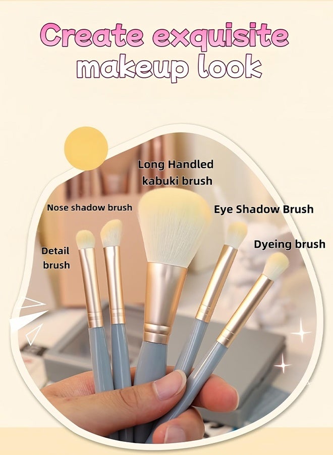 5-Piece Premium Professional Makeup Brush Set, Soft Hypoallergenic Vegan Bristles for Sensitive Skin with Mirror & Luxury Gift-Ready Travel Case, Portable Multipurpose Cosmetic Brush Kit for Brides Women Daily Makeup Travel On-the-Go Touch-ups - Image 3