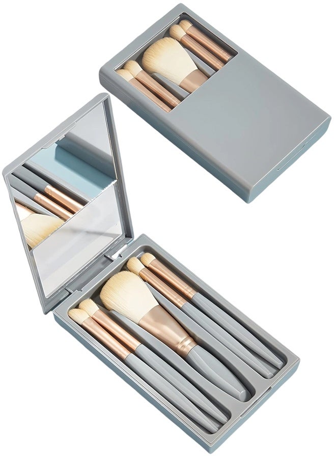 5-Piece Premium Professional Makeup Brush Set, Soft Hypoallergenic Vegan Bristles for Sensitive Skin with Mirror & Luxury Gift-Ready Travel Case, Portable Multipurpose Cosmetic Brush Kit for Brides Women Daily Makeup Travel On-the-Go Touch-ups - Image 1