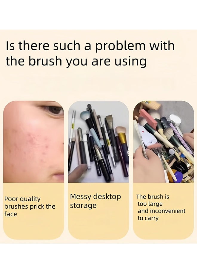 5-Piece Premium Professional Makeup Brush Set, Soft Hypoallergenic Vegan Bristles for Sensitive Skin with Mirror & Luxury Gift-Ready Travel Case, Portable Multipurpose Cosmetic Brush Kit for Brides Women Daily Makeup Travel On-the-Go Touch-ups - Image 2