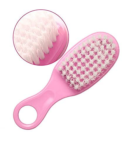 MUMMAMIA Baby Comb & Hair-Brush with Soft Silicone Cradle Cap Brush - Comes in a Travel Case (Pink) - Image 3