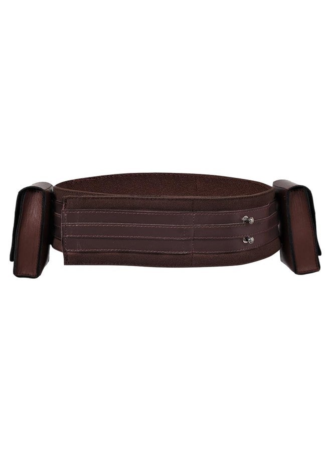 Roeutoo Master Costume Kids Belt Boys Cosplay Leather Belts Accessories Prop Outfit (Brown, Small) - Image 3