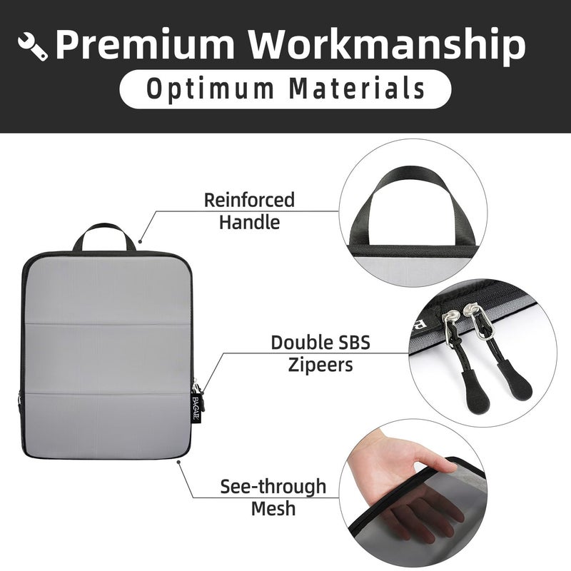 BAGAIL مجموعة BAGAIL 5/6 قطع من أكياس التعبئة خفيفة الوزن لملحقات السفر منظم التعبئة القابل للتوسيع (أسود 6 قطع بنمط شبكي) - Image 3