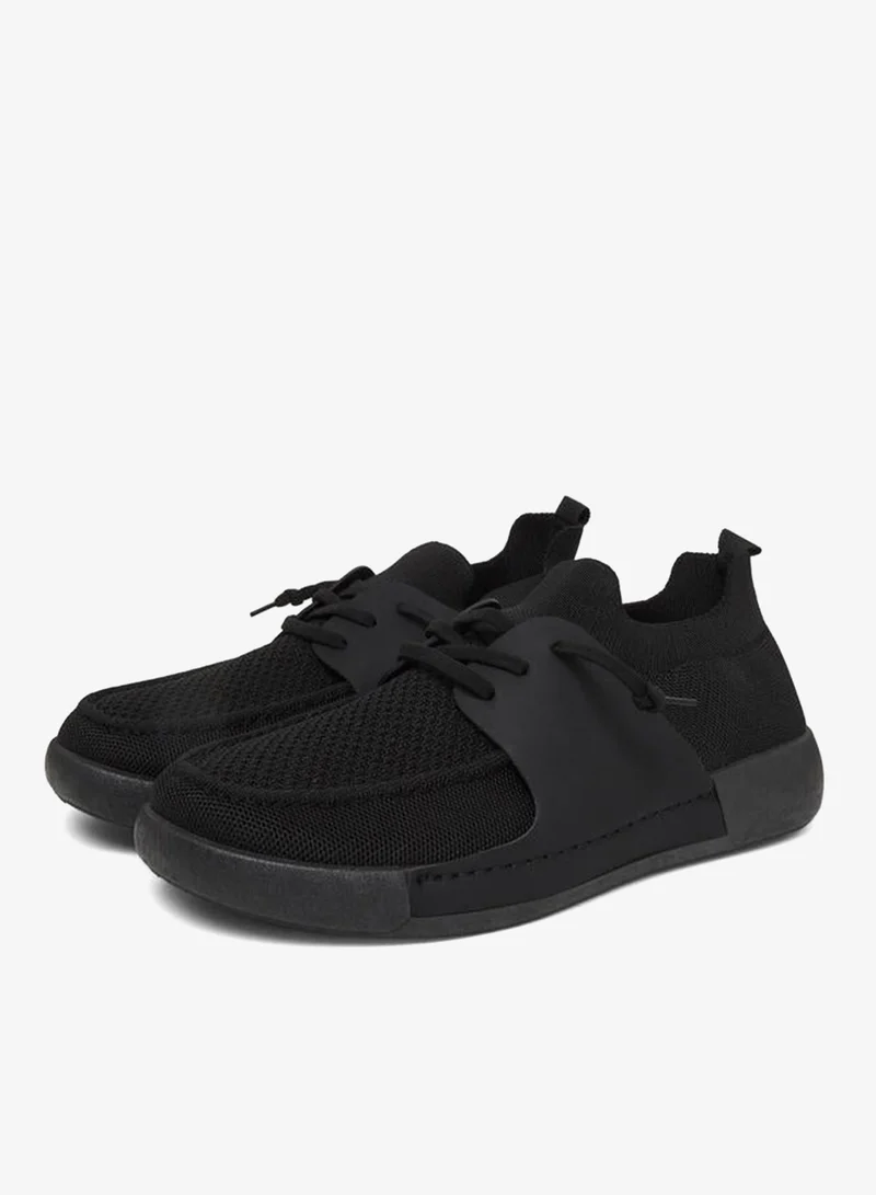Styli Black Lace-up Mesh Sneakers