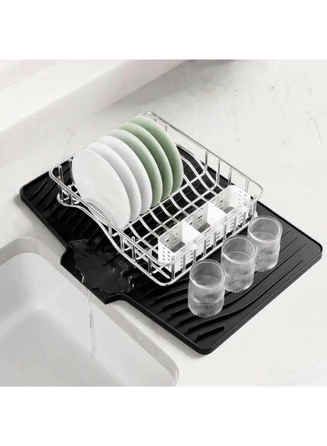 IYYI Premium Silicone Dish Drying Mat with Slope Design - Non-Slip, Heatproof (446°F), Fast-Drying Drain Pad for Kitchen Counter, Sink, Dish Rack (XPLSD-Black) - Image 3