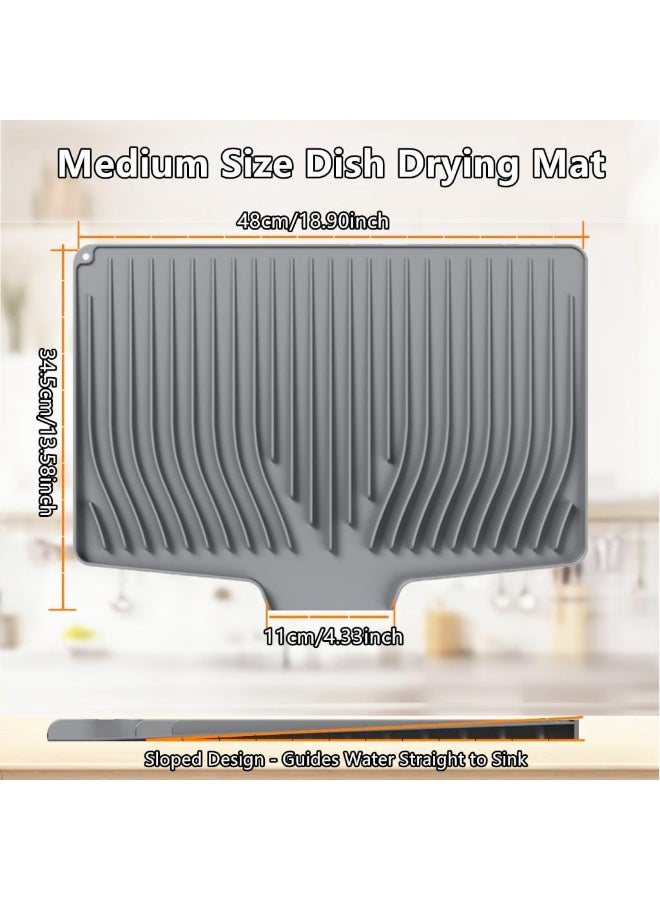 IYYI Premium Silicone Dish Drying Mat with Slope Design - Non-Slip, Heatproof (446°F), Fast-Drying Drain Pad for Kitchen Counter, Sink, Dish Rack (XPLSD-Black) - Image 2