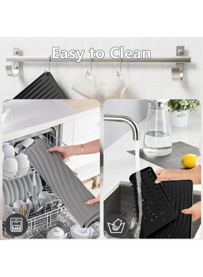 IYYI Premium Silicone Dish Drying Mat with Slope Design - Non-Slip, Heatproof (446°F), Fast-Drying Drain Pad for Kitchen Counter, Sink, Dish Rack (XPLSD-Black) - Image 5