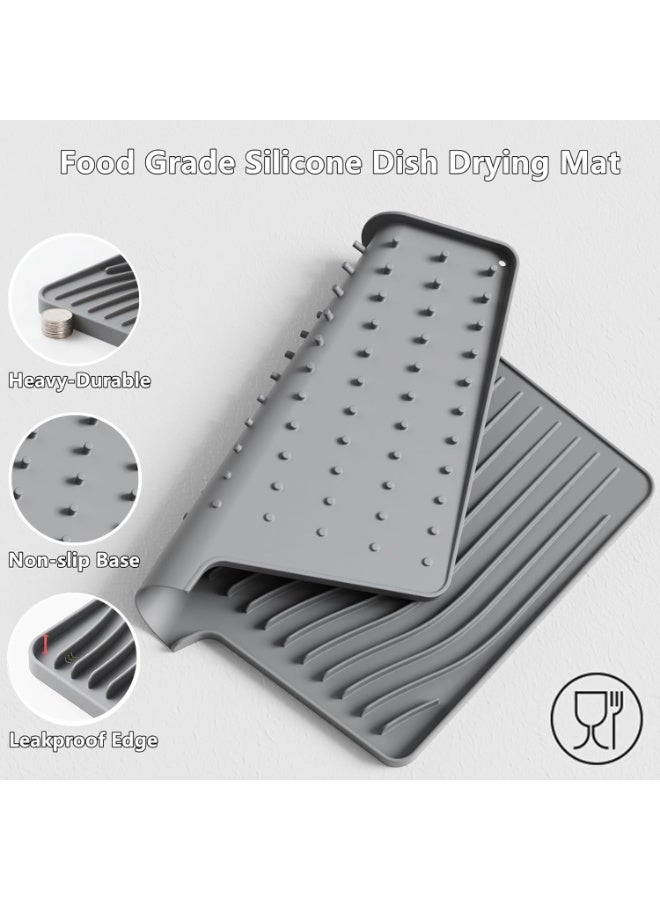 IYYI Premium Silicone Dish Drying Mat with Slope Design - Non-Slip, Heatproof (446°F), Fast-Drying Drain Pad for Kitchen Counter, Sink, Dish Rack (XPLSD-Black) - Image 4
