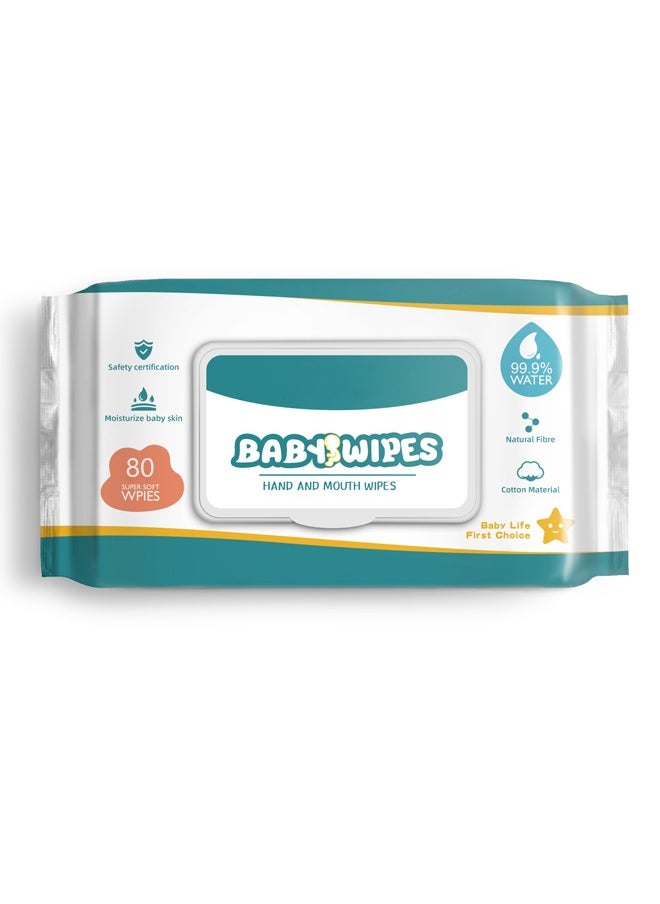99.9% Water Baby Wipes,Soothing & Protecting Baby Wet Wipes, Non-alcoholic & Unscented for Sensitive Skin,80 Wipes  - Image 1