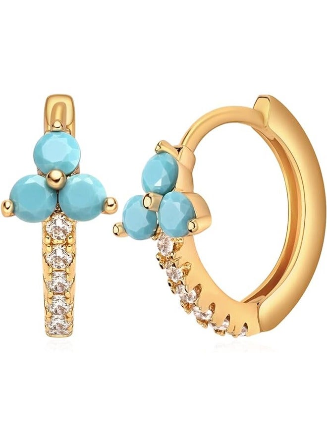 Mevecco Women Huggie Hoop Earrings Gold Ear Stud Cuff 14K Gold Filled Small Boho Beach Simple Delicate Handmade Hypoallergenic Jewelry Gift - Image 1