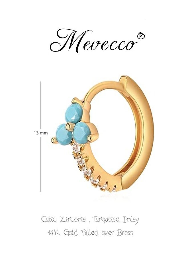 Mevecco Women Huggie Hoop Earrings Gold Ear Stud Cuff 14K Gold Filled Small Boho Beach Simple Delicate Handmade Hypoallergenic Jewelry Gift - Image 4