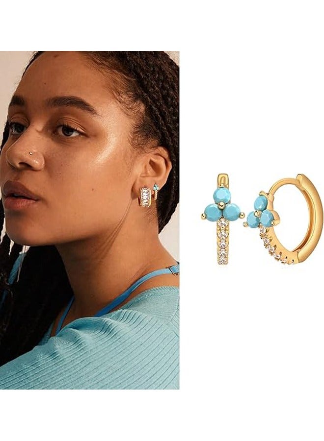 Mevecco Women Huggie Hoop Earrings Gold Ear Stud Cuff 14K Gold Filled Small Boho Beach Simple Delicate Handmade Hypoallergenic Jewelry Gift - Image 3