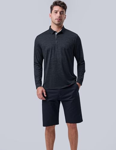 Liberty Pro 3 Pack: Dry Fit Long Sleeve Polo Shirts for Men, Athletic Collared Golf T-Shirts Performance Tops (Set 1, Medium) - Image 3
