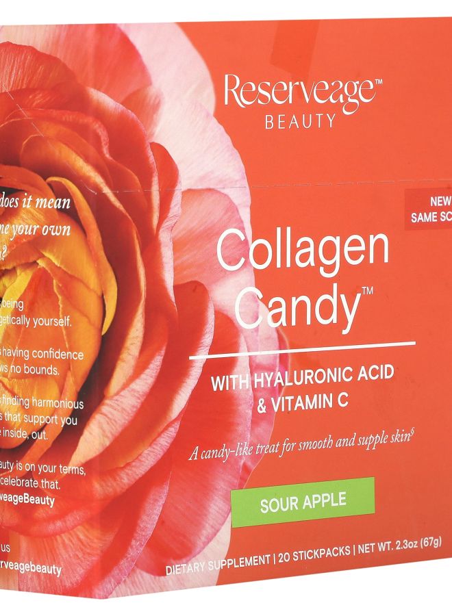 Reserveage Beauty Collagen Candy Sour Apple 20 Stickpacks 0.1 oz (3.35 g) Each - Image 2