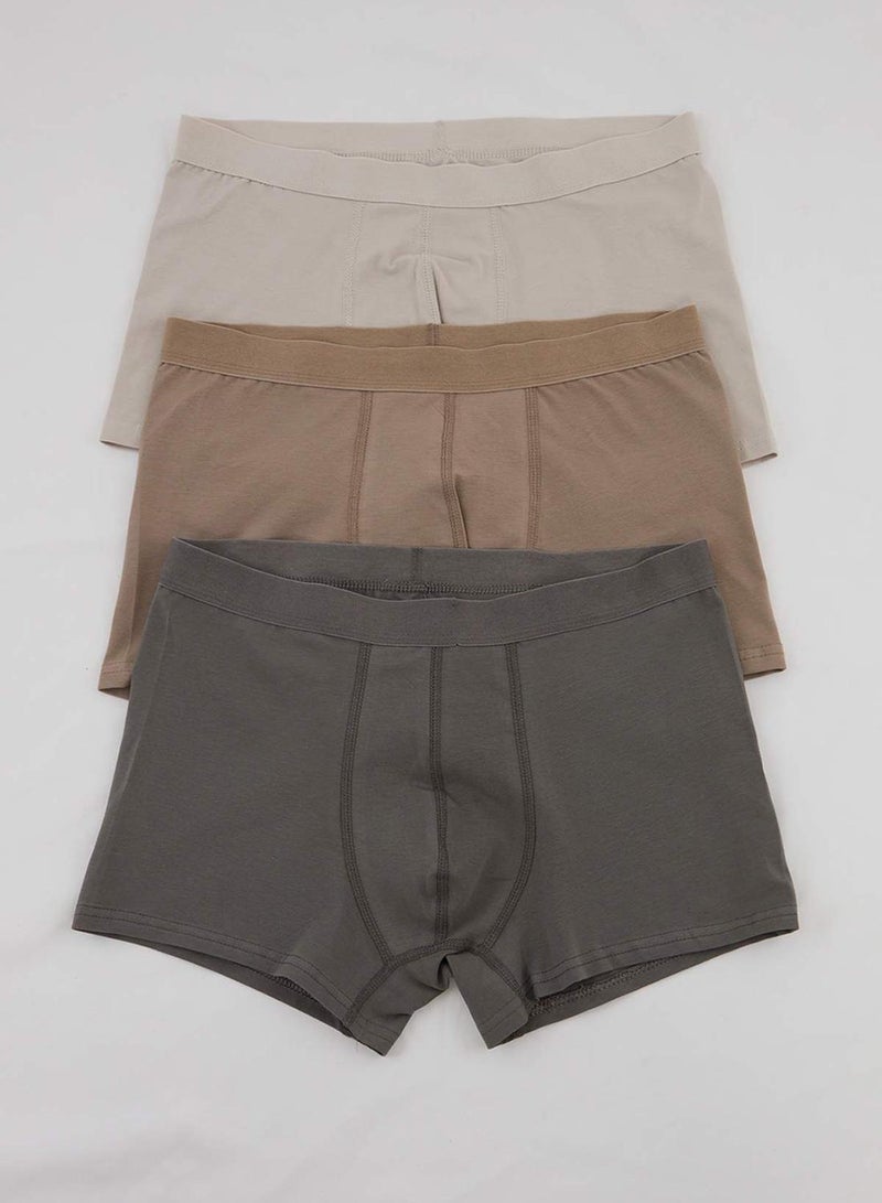 trendyol Brown-Beige-Anthracite 3-Pack Cotton Pieces Stretchy Boxer - Image 1