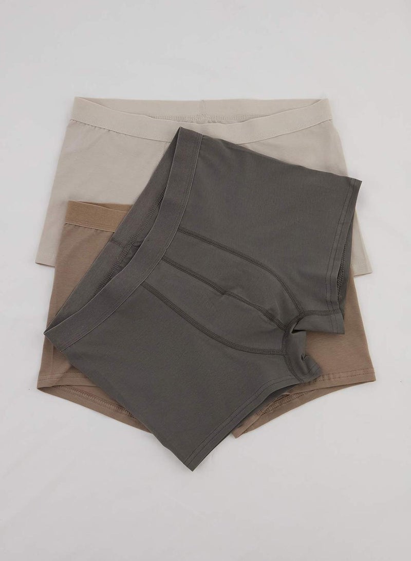 trendyol Brown-Beige-Anthracite 3-Pack Cotton Pieces Stretchy Boxer - Image 2