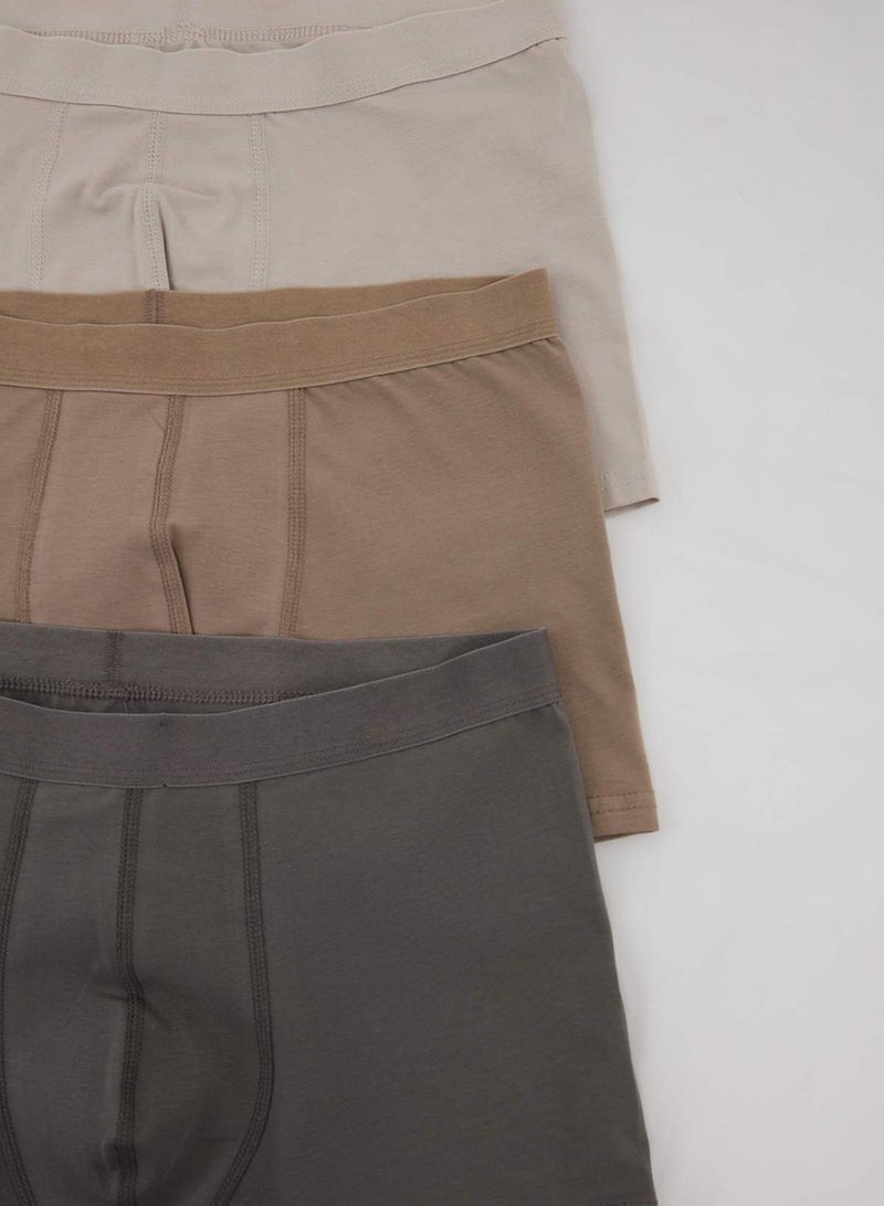 trendyol Brown-Beige-Anthracite 3-Pack Cotton Pieces Stretchy Boxer - Image 3