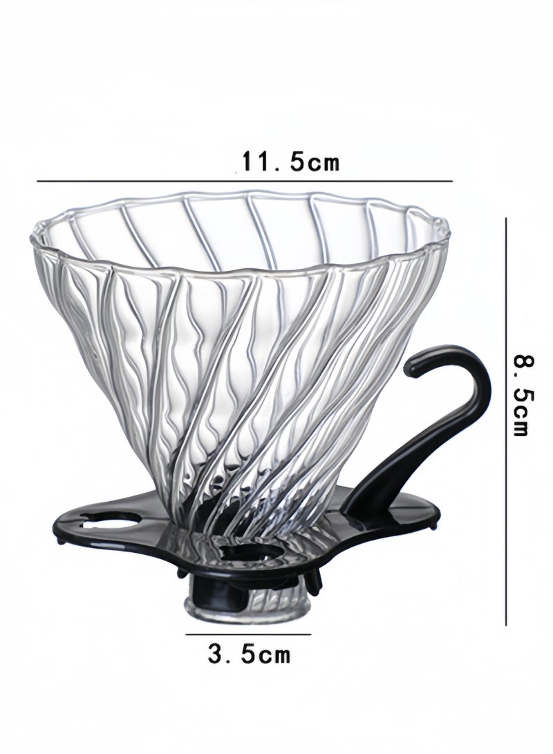 Glass V60 Coffee Dripper, Heat Resistant Borosilicate Glass Pour Over Coffee Filter Cup with Black Handle Stand, Reusable Coffee Filter for Home Cafe Barista - Image 3