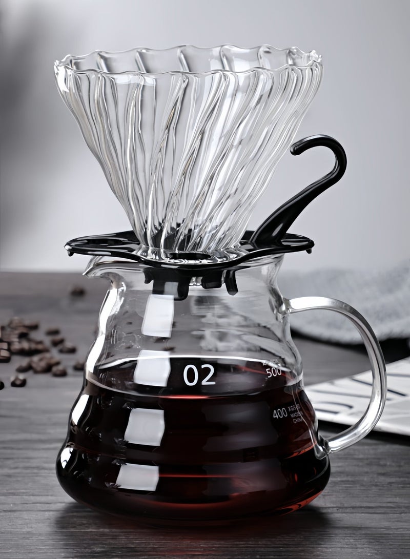 Glass V60 Coffee Dripper, Heat Resistant Borosilicate Glass Pour Over Coffee Filter Cup with Black Handle Stand, Reusable Coffee Filter for Home Cafe Barista - Image 4