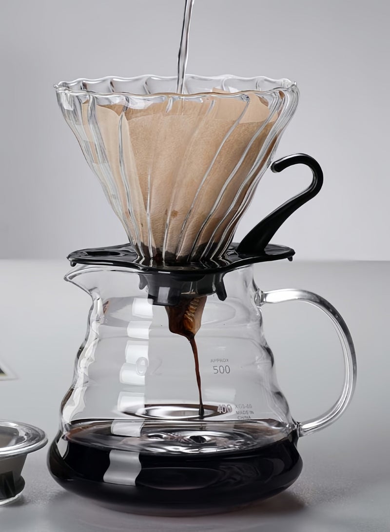 Glass V60 Coffee Dripper, Heat Resistant Borosilicate Glass Pour Over Coffee Filter Cup with Black Handle Stand, Reusable Coffee Filter for Home Cafe Barista - Image 5