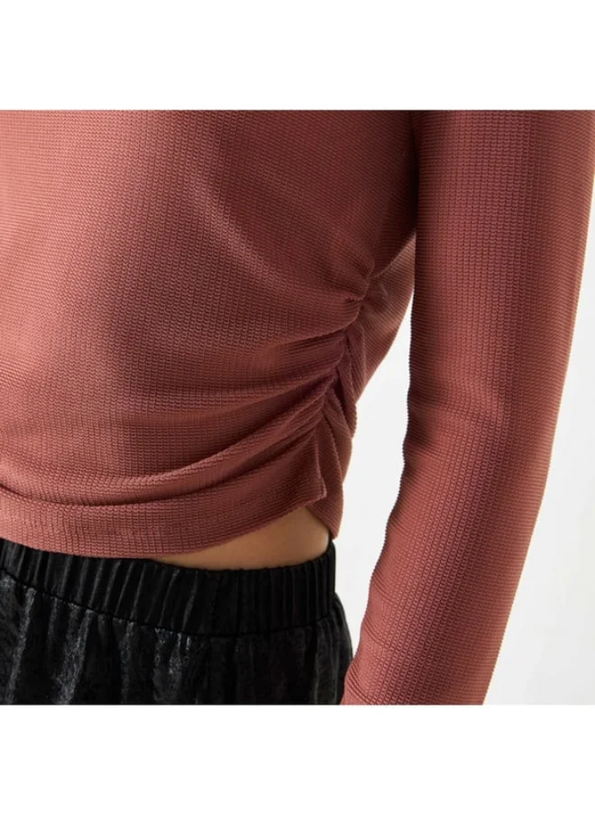 2Xtremz 2Xtremz Textured High Neck Top with Long Sleeves
