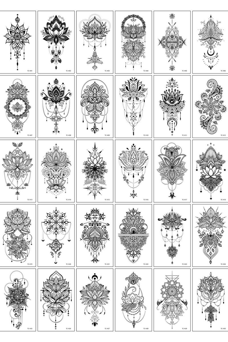 Black pattern tattoo stickers suitable for parties, travel and taking photos - Image 1