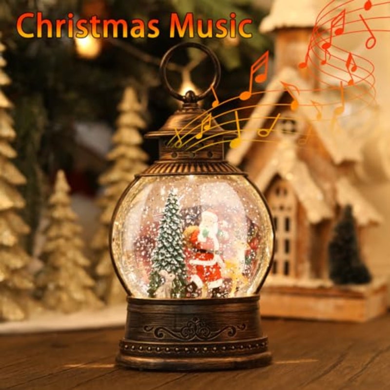 Christmas Snow Globes Christmas Decorations, Lighted Musical Snow Globes Lantern, Santa Decoration Indoor Home Décor and Gift, 6H Timer, USB/Battery Operated - Image 5