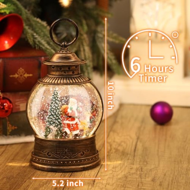 Christmas Snow Globes Christmas Decorations, Lighted Musical Snow Globes Lantern, Santa Decoration Indoor Home Décor and Gift, 6H Timer, USB/Battery Operated - Image 4