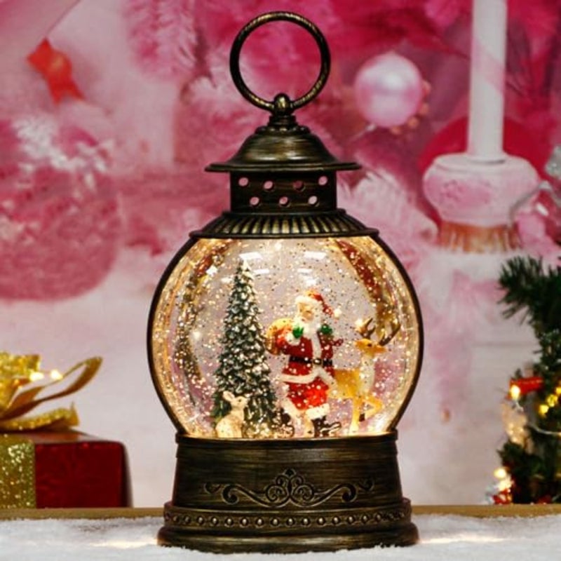 Christmas Snow Globes Christmas Decorations, Lighted Musical Snow Globes Lantern, Santa Decoration Indoor Home Décor and Gift, 6H Timer, USB/Battery Operated - Image 2