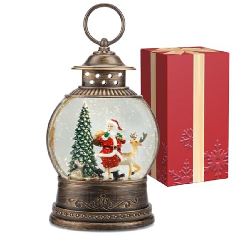 Christmas Snow Globes Christmas Decorations, Lighted Musical Snow Globes Lantern, Santa Decoration Indoor Home Décor and Gift, 6H Timer, USB/Battery Operated - Image 1