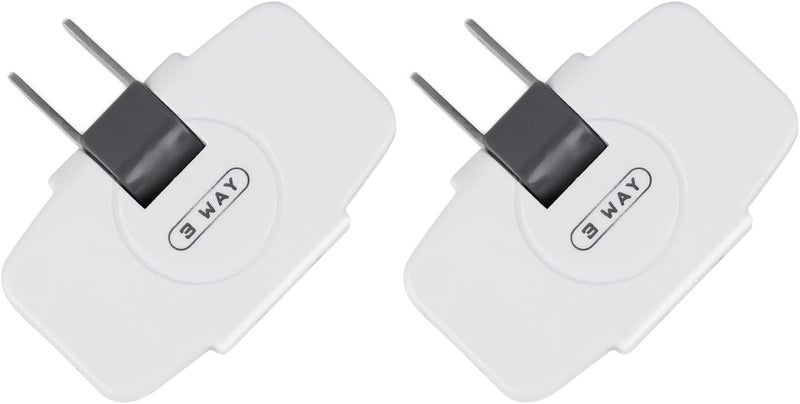 SYCON Outlet Wall Adapter, 2-Prong Swivel Ungrounded Indoor AC Mini Plug Wall Tap-White (3 Way-2 Pack) - Image 1