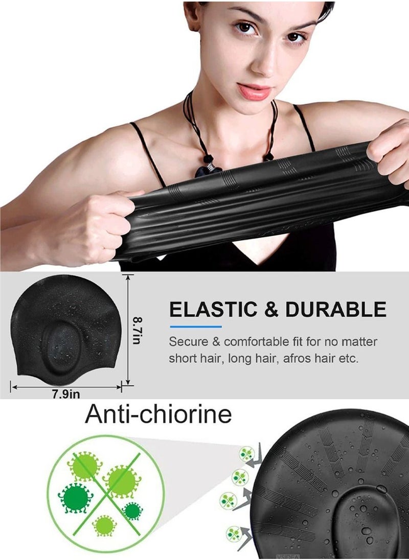 SUPER WINNER - Silicone Swimming Cap with Ear Protection 3D Ergonomic Design Comfortable for Adult Men Women Long Hair Protecting Ears and Hair from Chlorine, Bacteria, Sand in the Water Odorless and Skin Friendly - Image 1