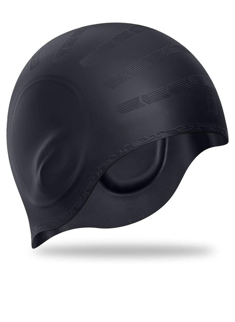 SUPER WINNER - Silicone Swimming Cap with Ear Protection 3D Ergonomic Design Comfortable for Adult Men Women Long Hair Protecting Ears and Hair from Chlorine, Bacteria, Sand in the Water Odorless and Skin Friendly - Image 1