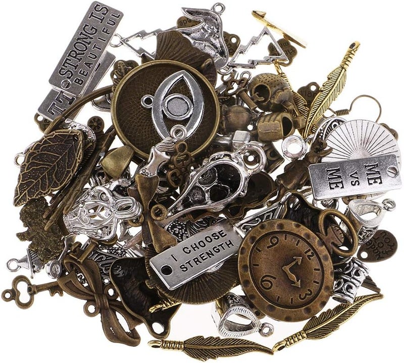 klarako100 Gram DIY Assorted Color Antique Metal Steampunk Charms Pendant for Crafting, Cosplay Decoration,Jewelry Making Accessories - Image 1