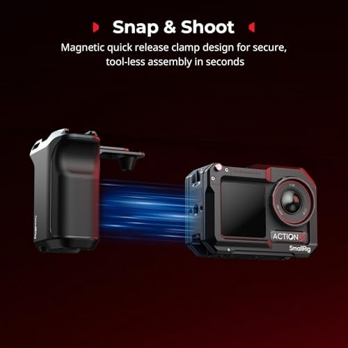 SmallRig Handle Grip Kit for DJI Osmo Action 5 Pro / 4/3 with Cage, Street Photography Grip for DJI, Quick Release, Shutter Button, Cold Shoe, Wrist Strap, 1/4 Threaded Hole for Tripod Selfie Stick - Image 3