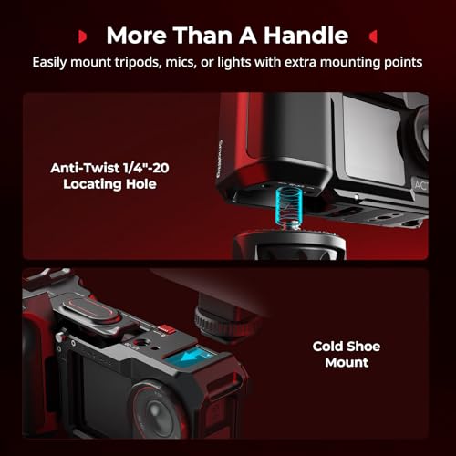 SmallRig Handle Grip Kit for DJI Osmo Action 5 Pro / 4/3 with Cage, Street Photography Grip for DJI, Quick Release, Shutter Button, Cold Shoe, Wrist Strap, 1/4 Threaded Hole for Tripod Selfie Stick - Image 5