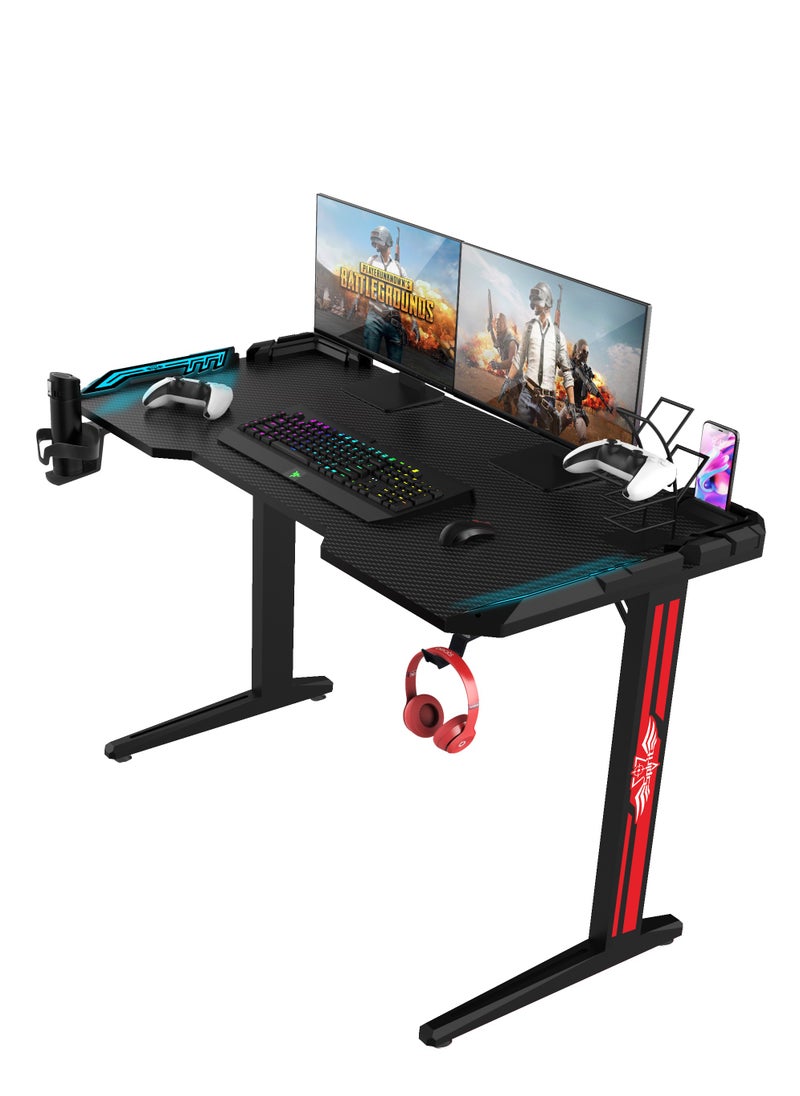 جرين ليون طاولة ألعاب RGB بسبعة أوضاع ألوان / حامل أكواب / سهل التنظيف / أخدود للهاتف المحمول / زوايا مدورة / مقاوم للتآكل / تصميم مضاد للتصادم / مقاوم للحرارة العالية / أرجل طاولة من الفولاذ الكربوني - أسود  - Image 3