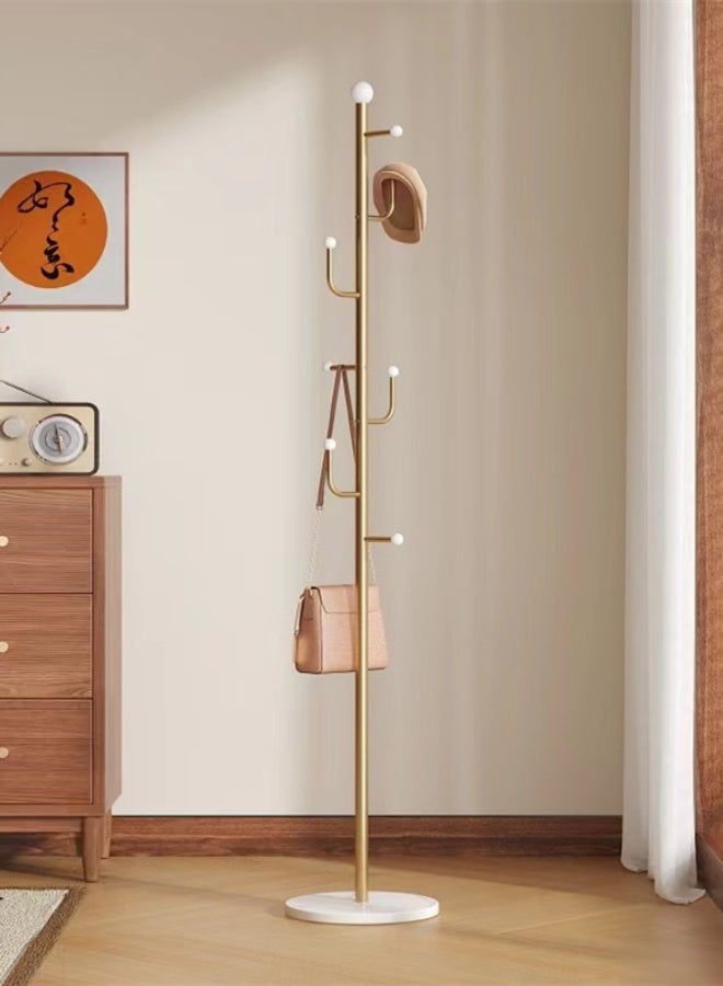 كوتيس حامل معاطف معدني، حامل ملابس، حامل ملابس، شماعات ملابس، حامل مستقل لتعليق المعاطف، حامل شماعات، منزل، فندق، تجزئة، فولاذ، ذهبي/أبيض، 29×170 سم - Image 1