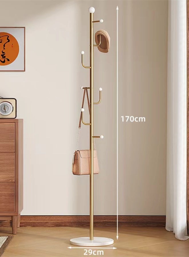 كوتيس حامل معاطف معدني، حامل ملابس، حامل ملابس، شماعات ملابس، حامل مستقل لتعليق المعاطف، حامل شماعات، منزل، فندق، تجزئة، فولاذ، ذهبي/أبيض، 29×170 سم - Image 5