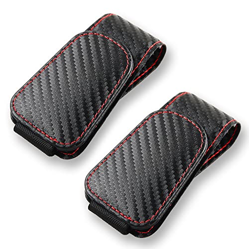 CMWWYFC 2Pcs Sunglass Holder for Car Magnetic Leather Eyeglass Hanger Clip for Car Sun Visor Sunglasses Holder and Ticket Card Clip for Car Visor Accessories Carbon Fibre Black - Image 1