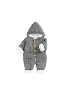 SYOSI Baby Hooded Romper, Newborn Cotton Jumpsuit  Infant Knitted Romper, Coat Long Sleeve Onesies Clothes Outfit for 6-12 Months Baby Girls Boys  - Image 1
