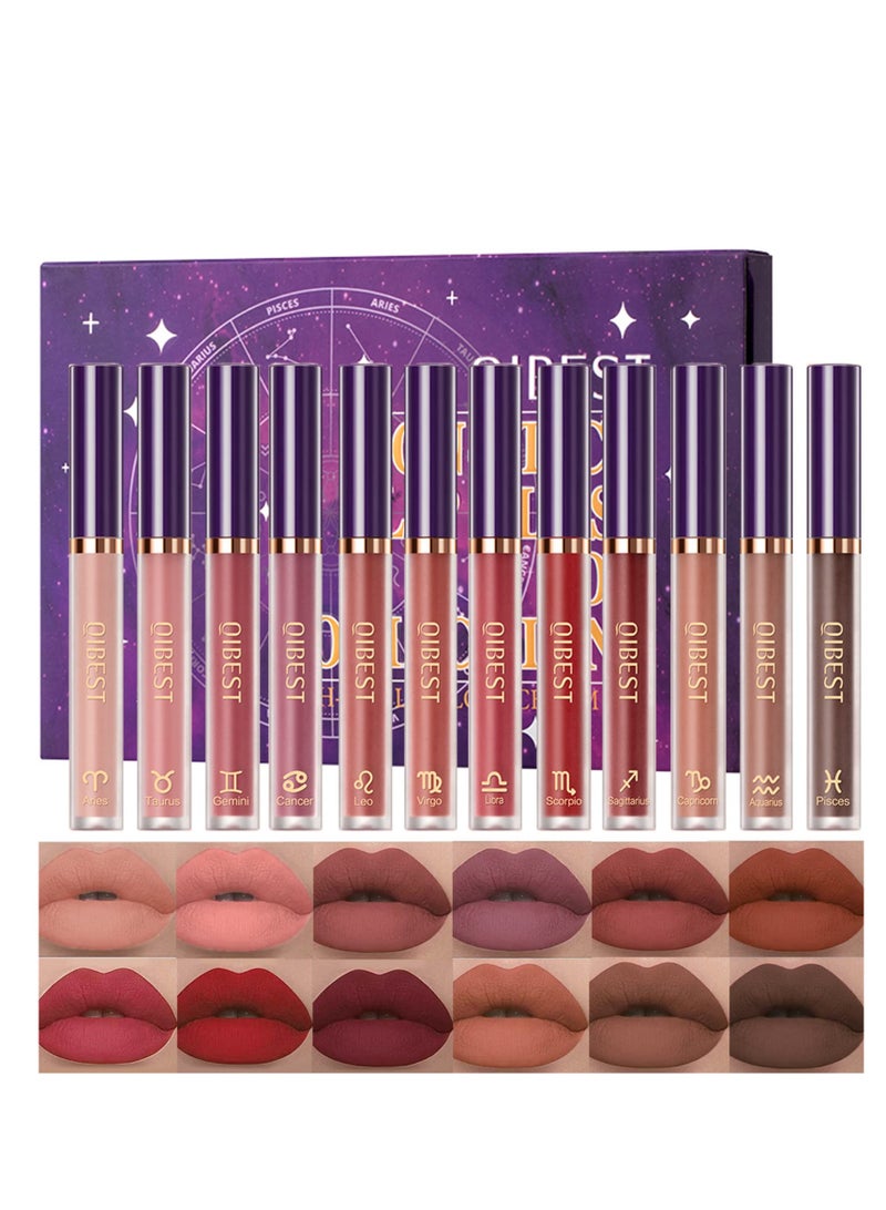 SYOSI Matte Liquid Lipstick Makeup Set 12pcs Long Lasting Waterproof Velvet Lip Gloss High Pigmented Lip Non stick Cup Not Fade Waterproof Lip Gloss Makeup Gift for Women and Girls - Image 1