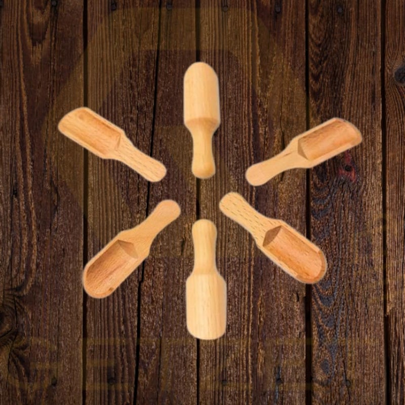 GETZET Wooden Scoop Spoon Multipurpose Use Sugar, Bath Salt, Cooking Accessories Home, Party, resturant Scooper for Spice Home Kitchen Tool. (Set of 6) - Image 4