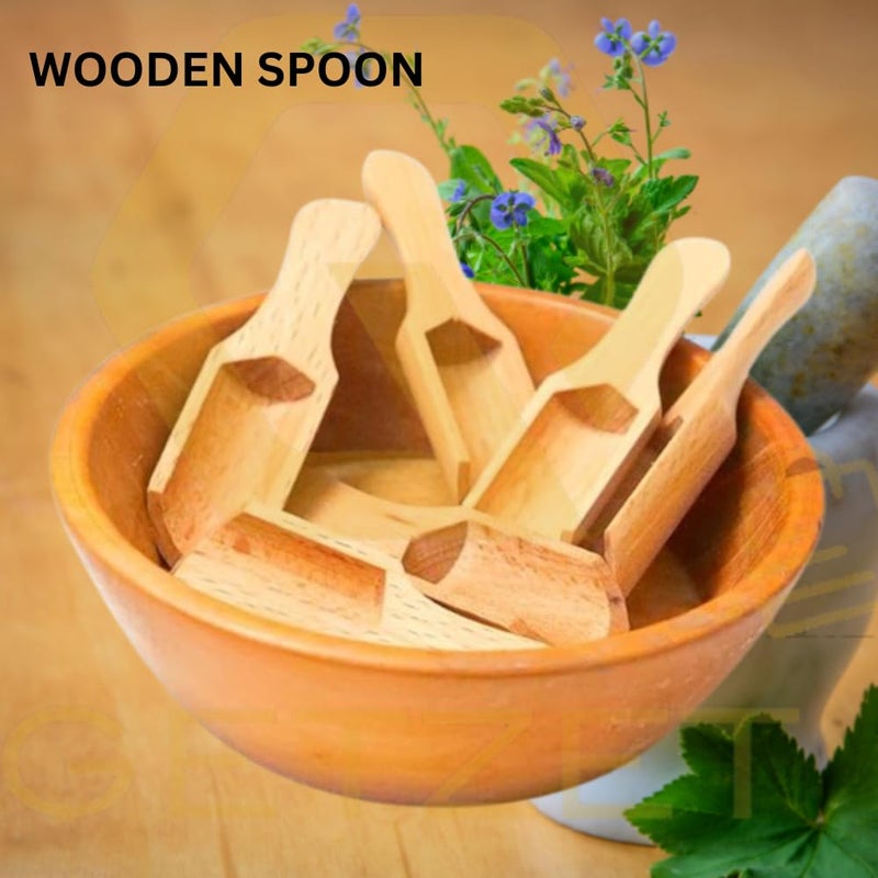 GETZET Wooden Scoop Spoon Multipurpose Use Sugar, Bath Salt, Cooking Accessories Home, Party, resturant Scooper for Spice Home Kitchen Tool. (Set of 6) - Image 3