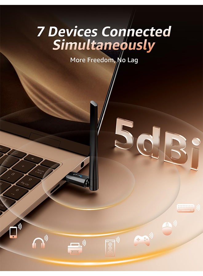 Wireless USB Bluetooth 5.4 Adapter for PC - USB AdapterAX900M Dual Mode BLE/EDR, Wireless Network External Receiver for Desktop Laptop Dual Band Wireless Adapter WiFi Dongle for Windows 10/11 Wireless Network Adapter for PC Computer，Black - Image 3